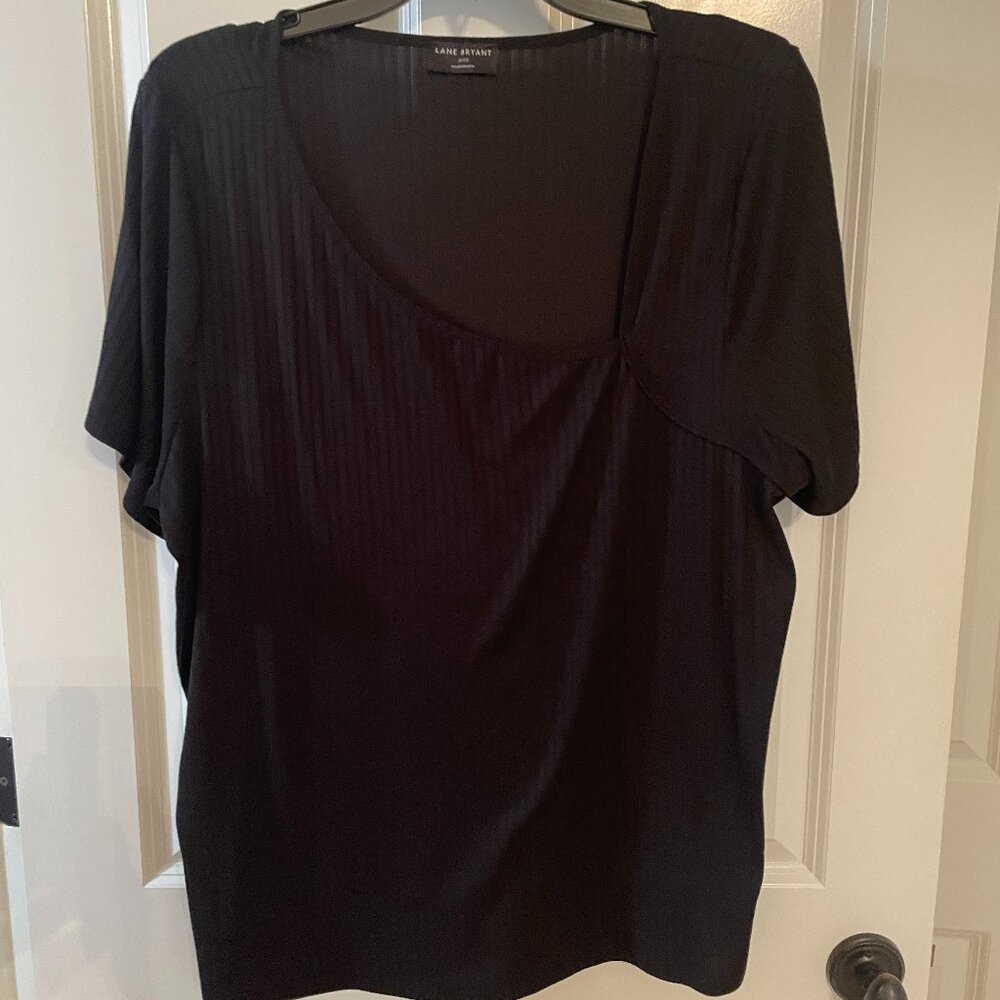 Lane Bryant Asymmetrical Neckline Shirt, Black